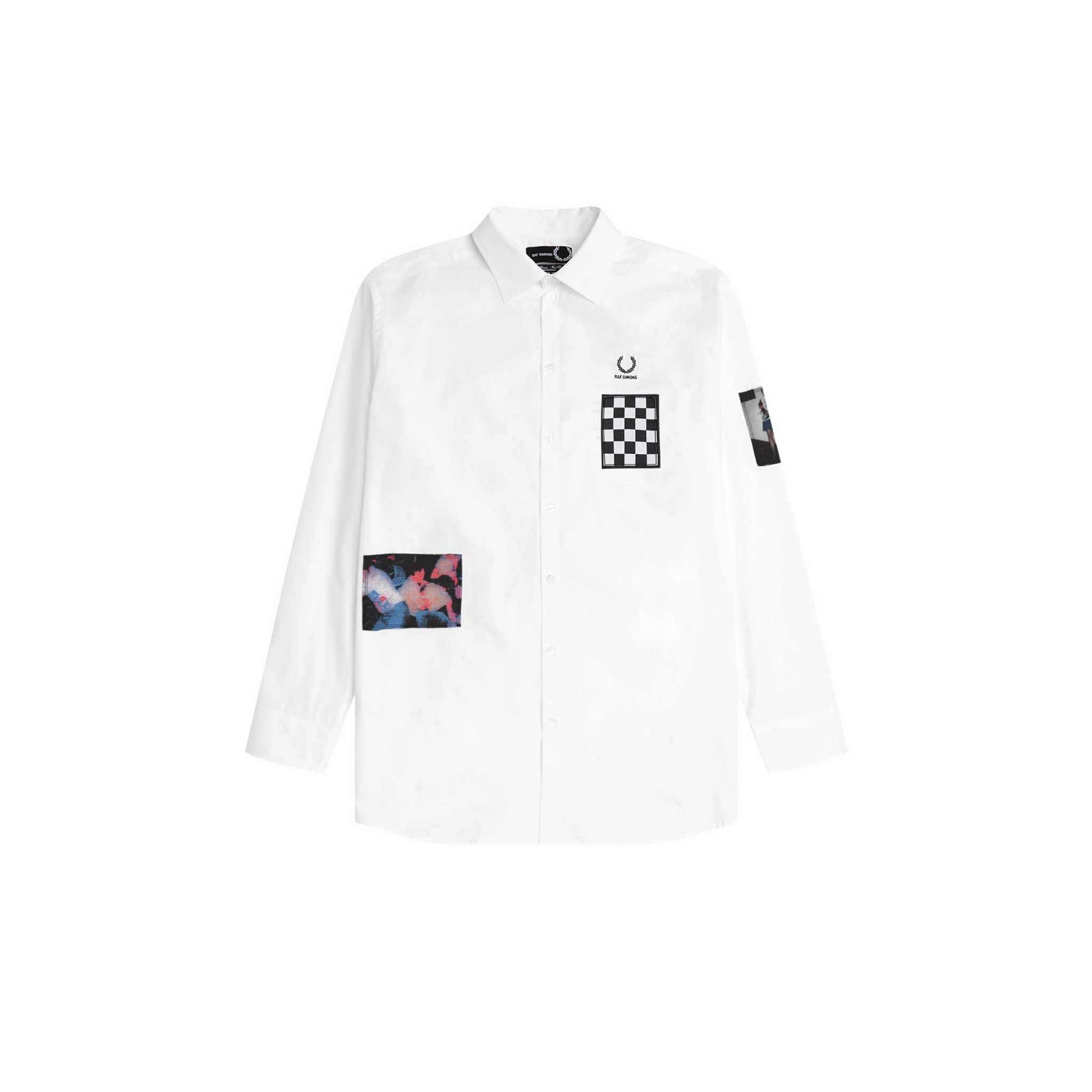 Fred Perry x Raf Simons Oversized Patched L/S Shirt White