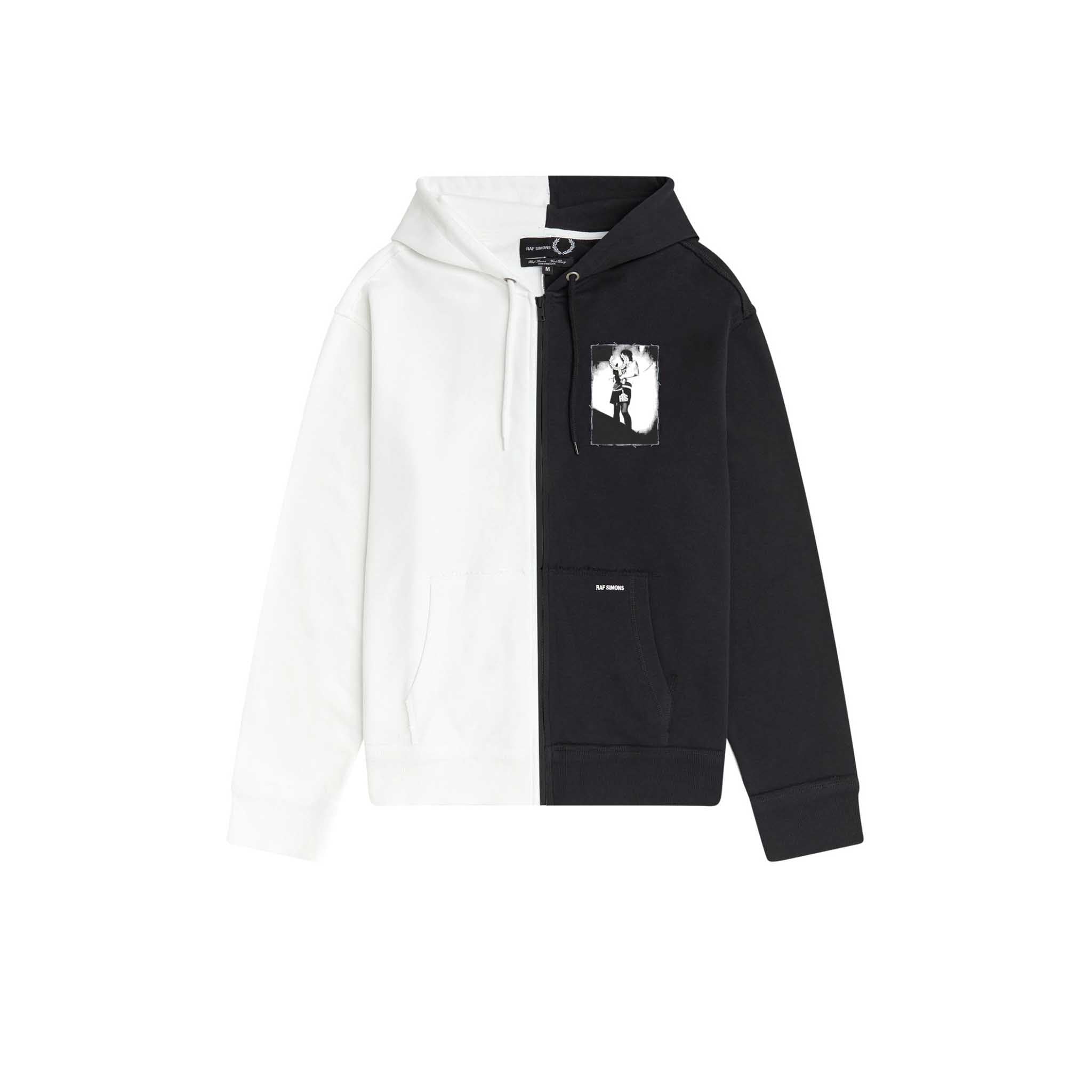 Fred Perry x Raf Simons Patched Zip Through Split Hoodie Black