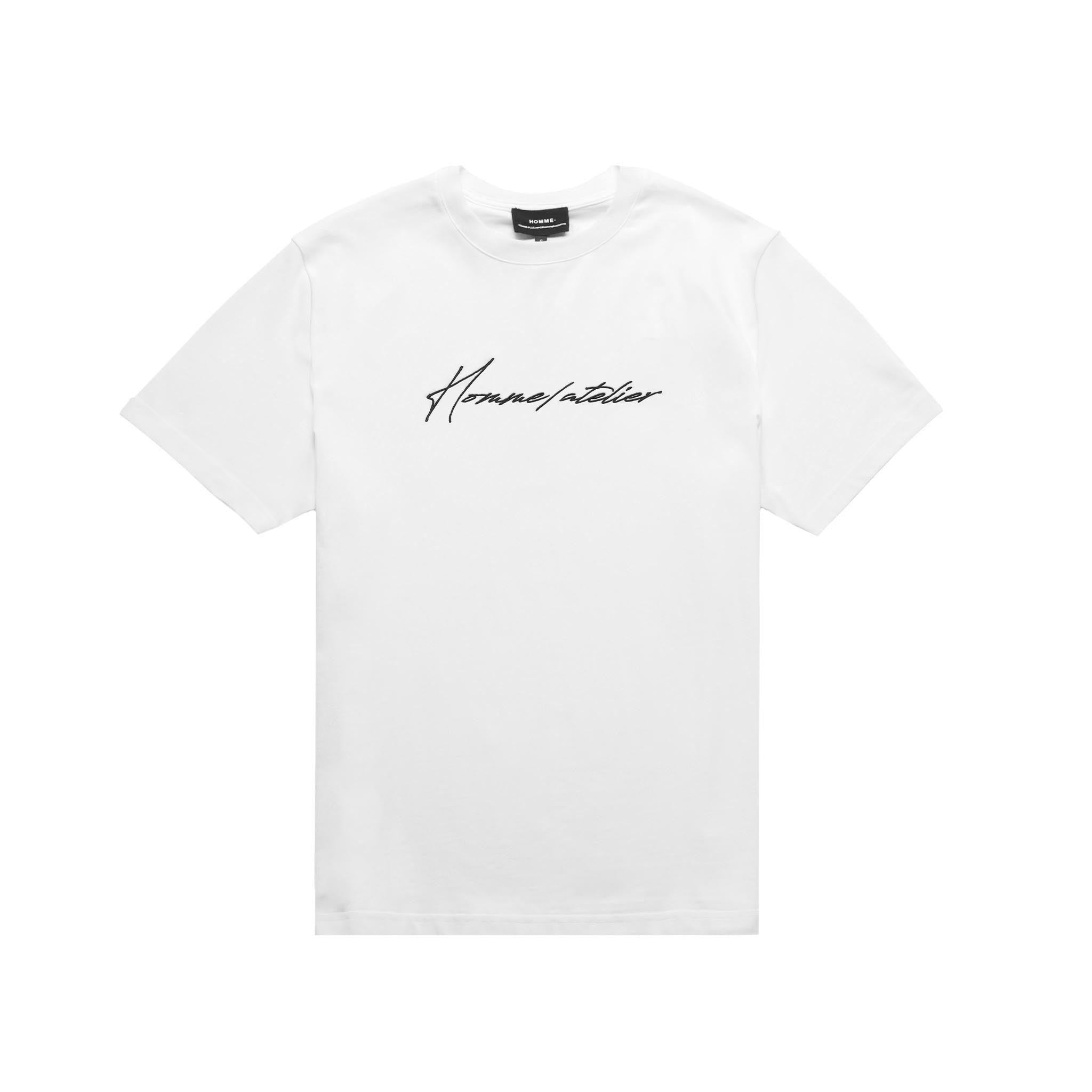 HOMME+ Atelier Script Embroidery Tee White