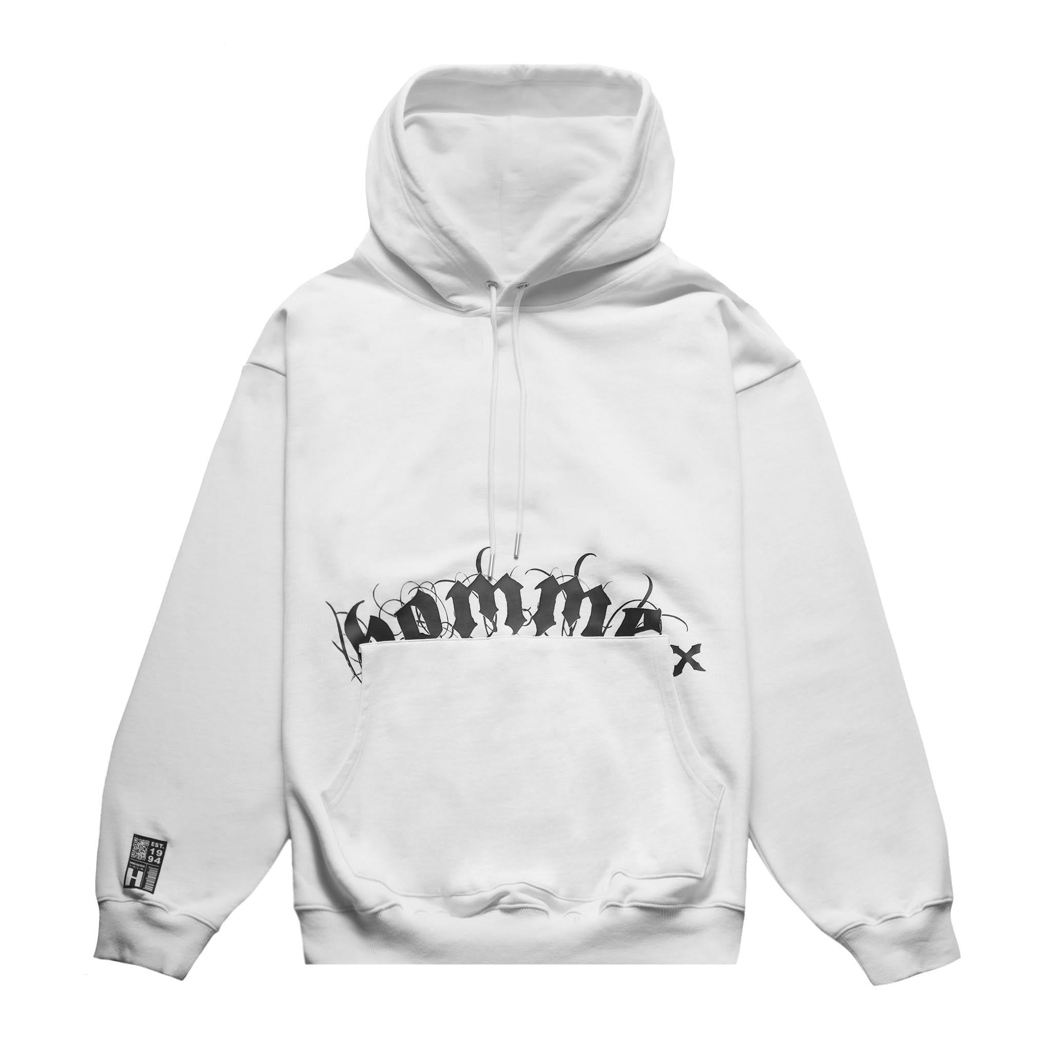 HOMME+ Gothic Print Hoodie White
