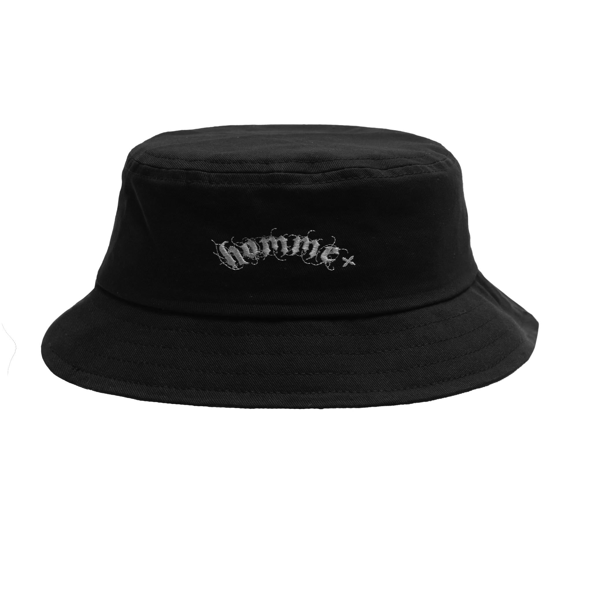 HOMME+ Gothic Print Bucket Hat Black