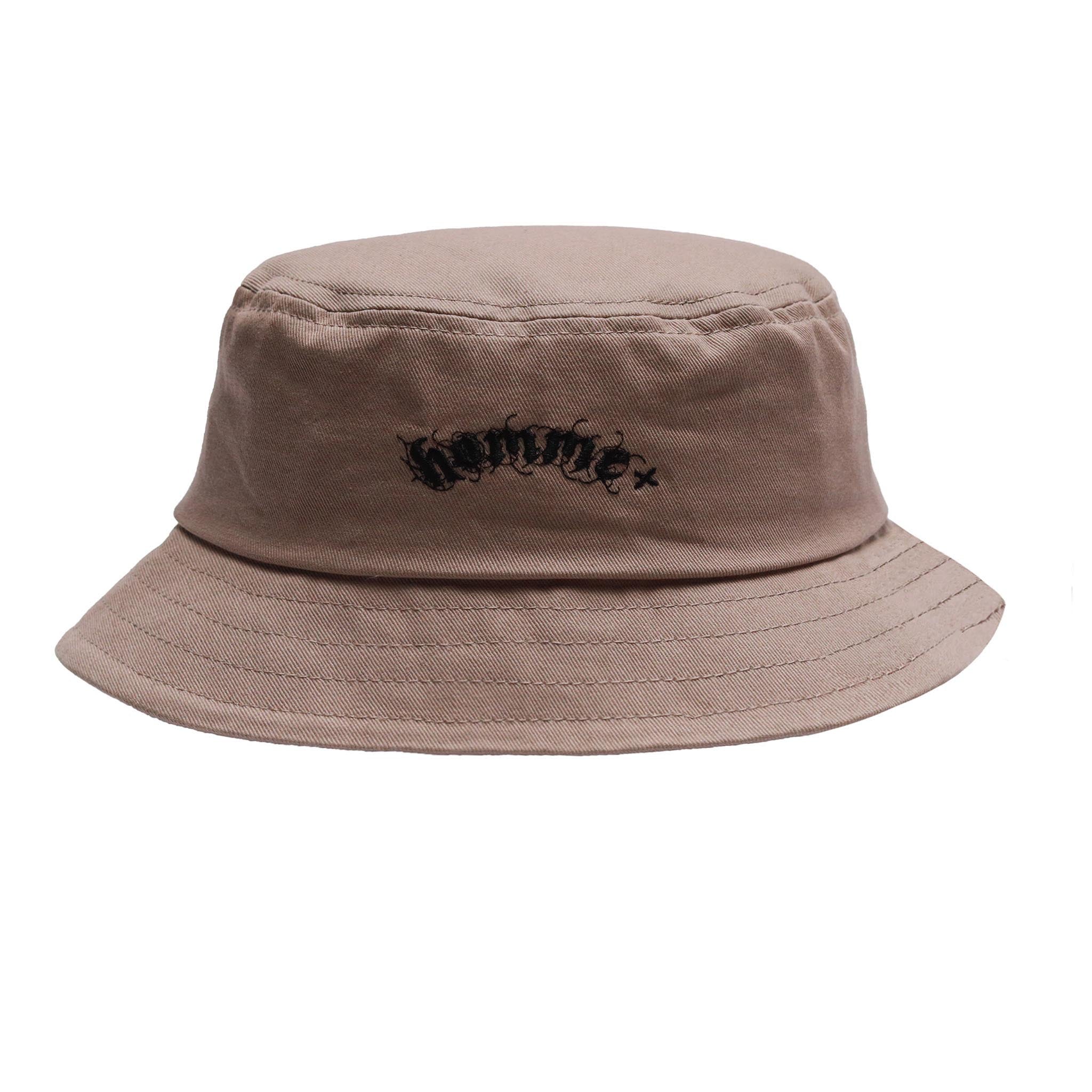 HOMME+ Gothic Print Bucket Hat Taupe