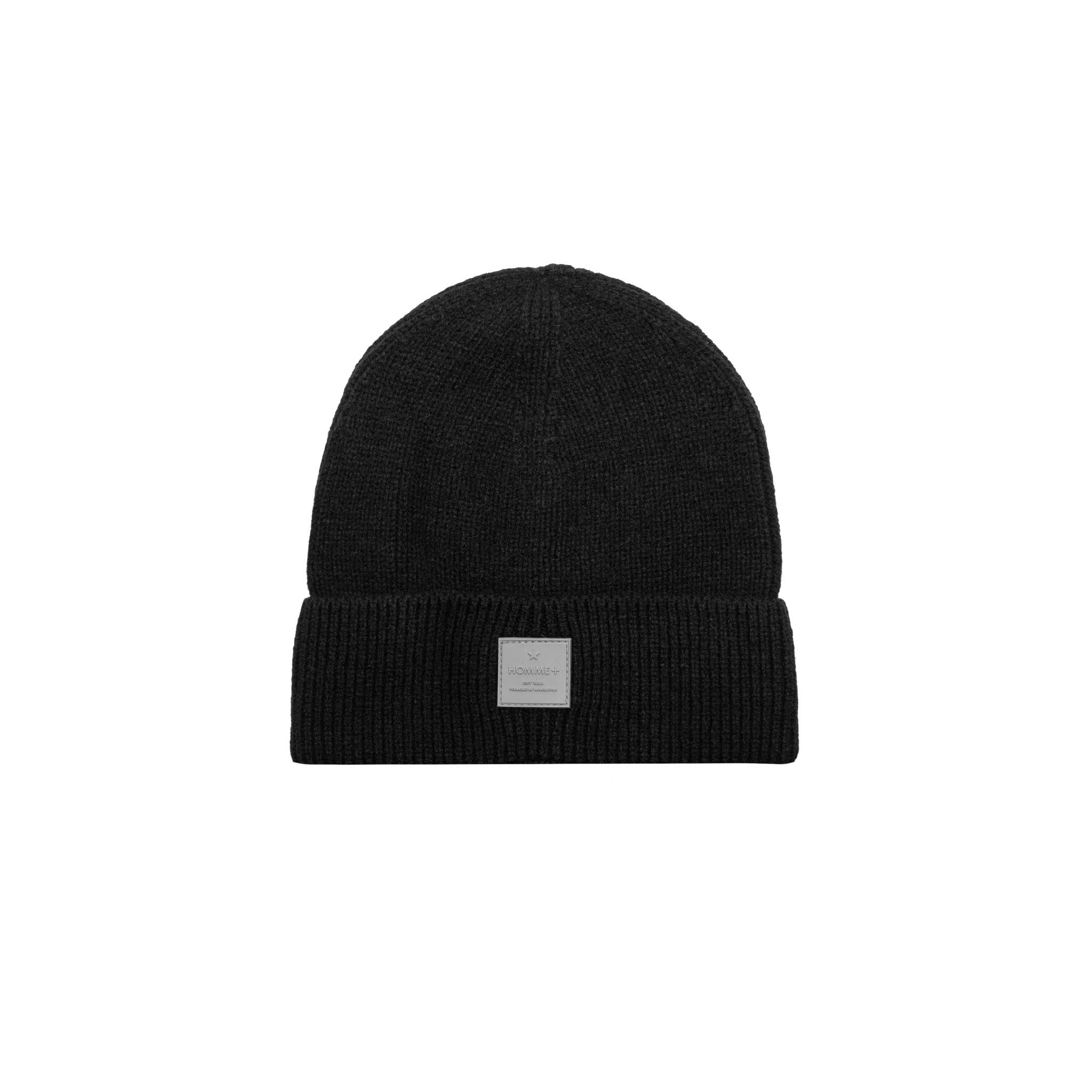 HOMME+ Rubber Patch Beanie Black/Grey