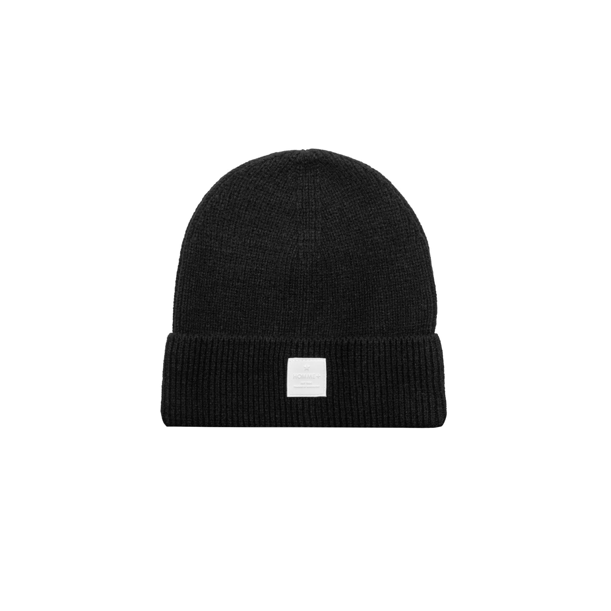 HOMME+ Rubber Patch Beanie Black/White
