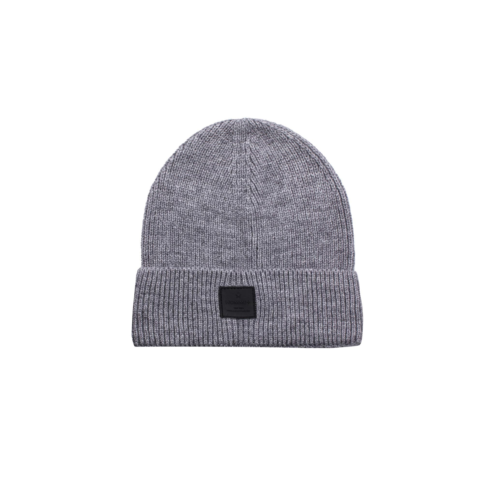 HOMME+ Rubber Patch Beanie Grey