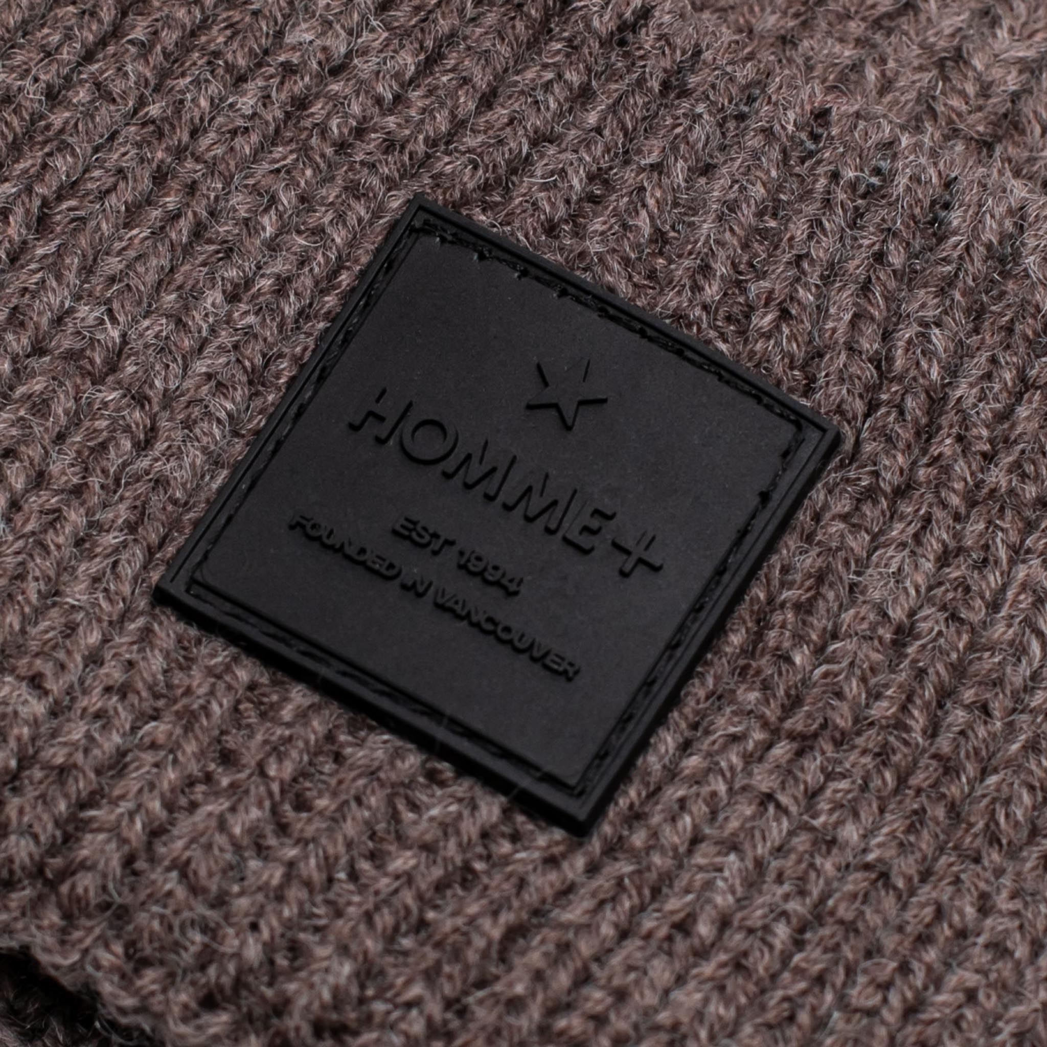 HOMME+ Rubber Patch Beanie Taupe