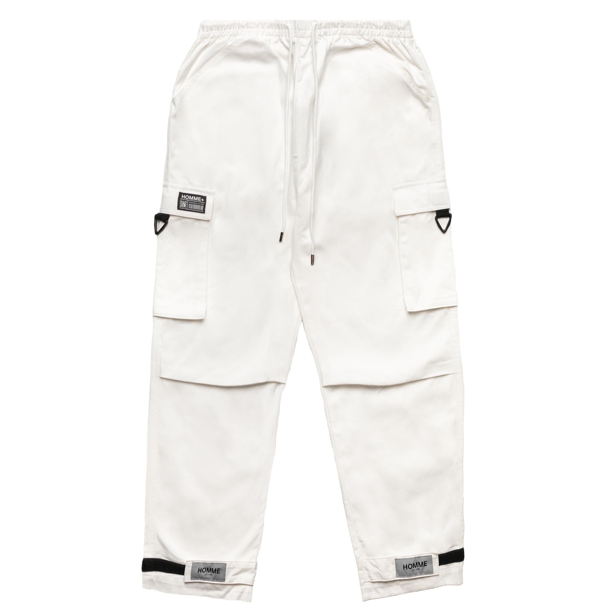 HOMME+ Reflective Strap Tech Cargo Pants White