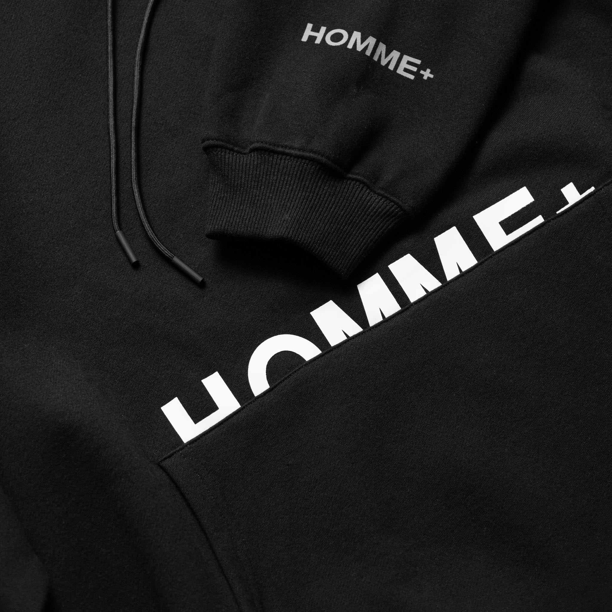 HOMME+ Half-Logo Heavyweight Hoodie Black