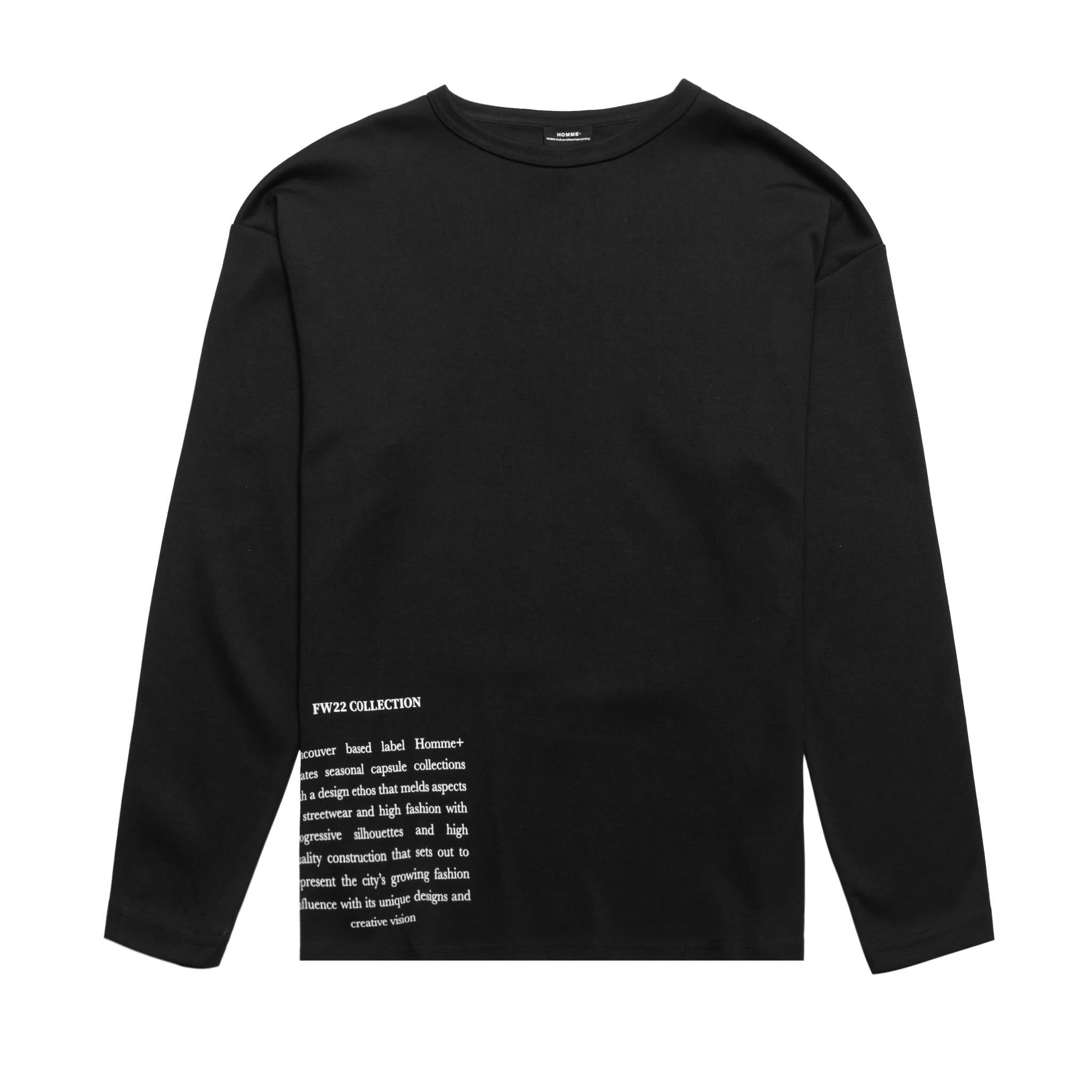 HOMME+ Oversized LS Patch Tee Black