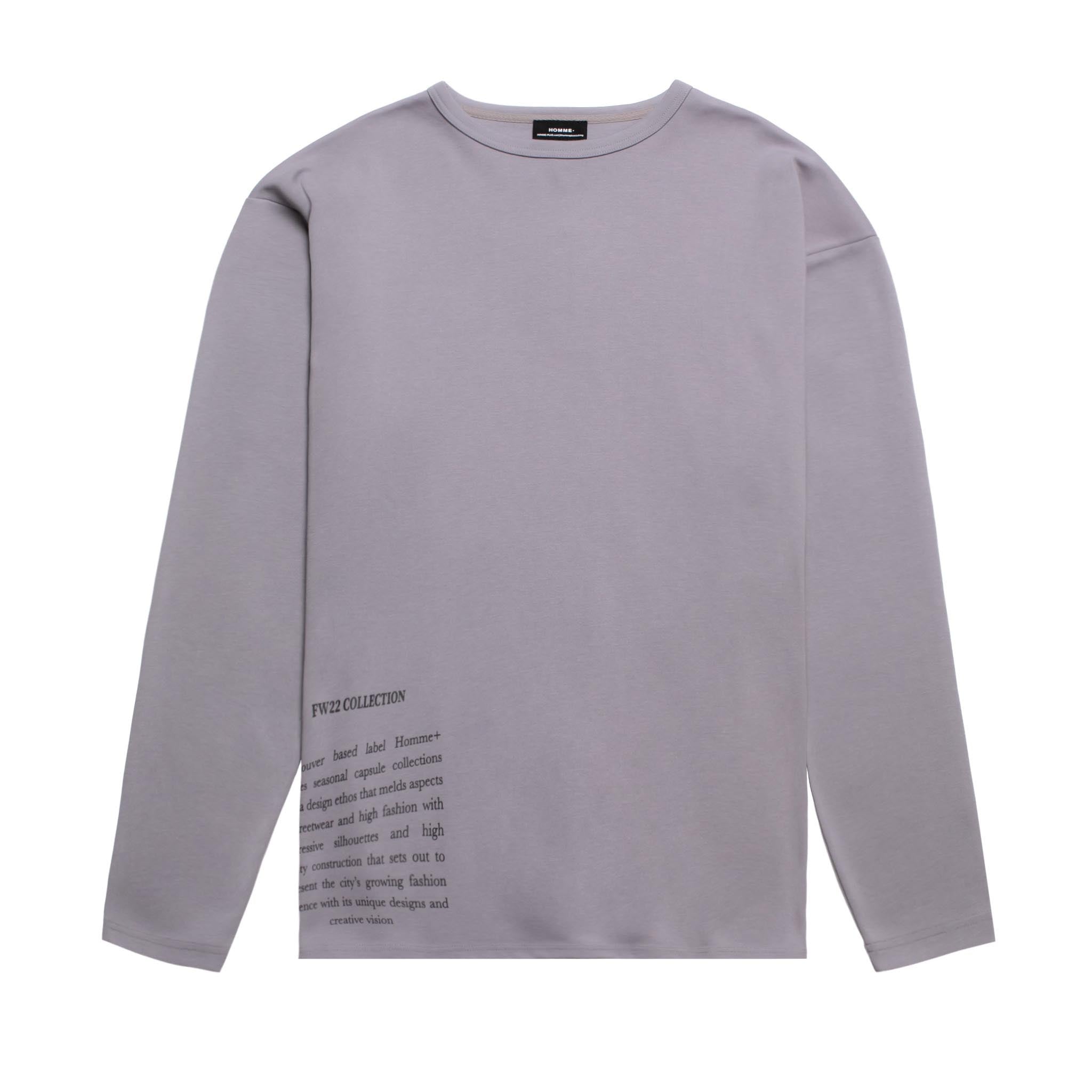 HOMME+ Oversized LS Patch Tee Grey