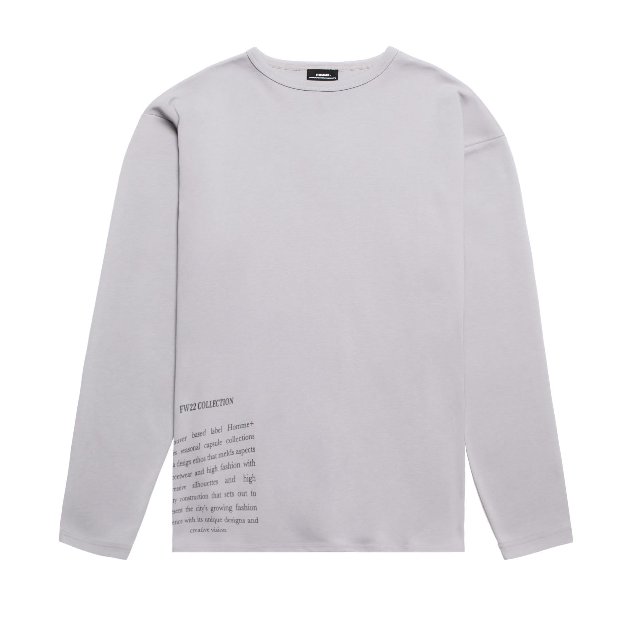 HOMME+ Oversized LS Patch Tee Light Grey