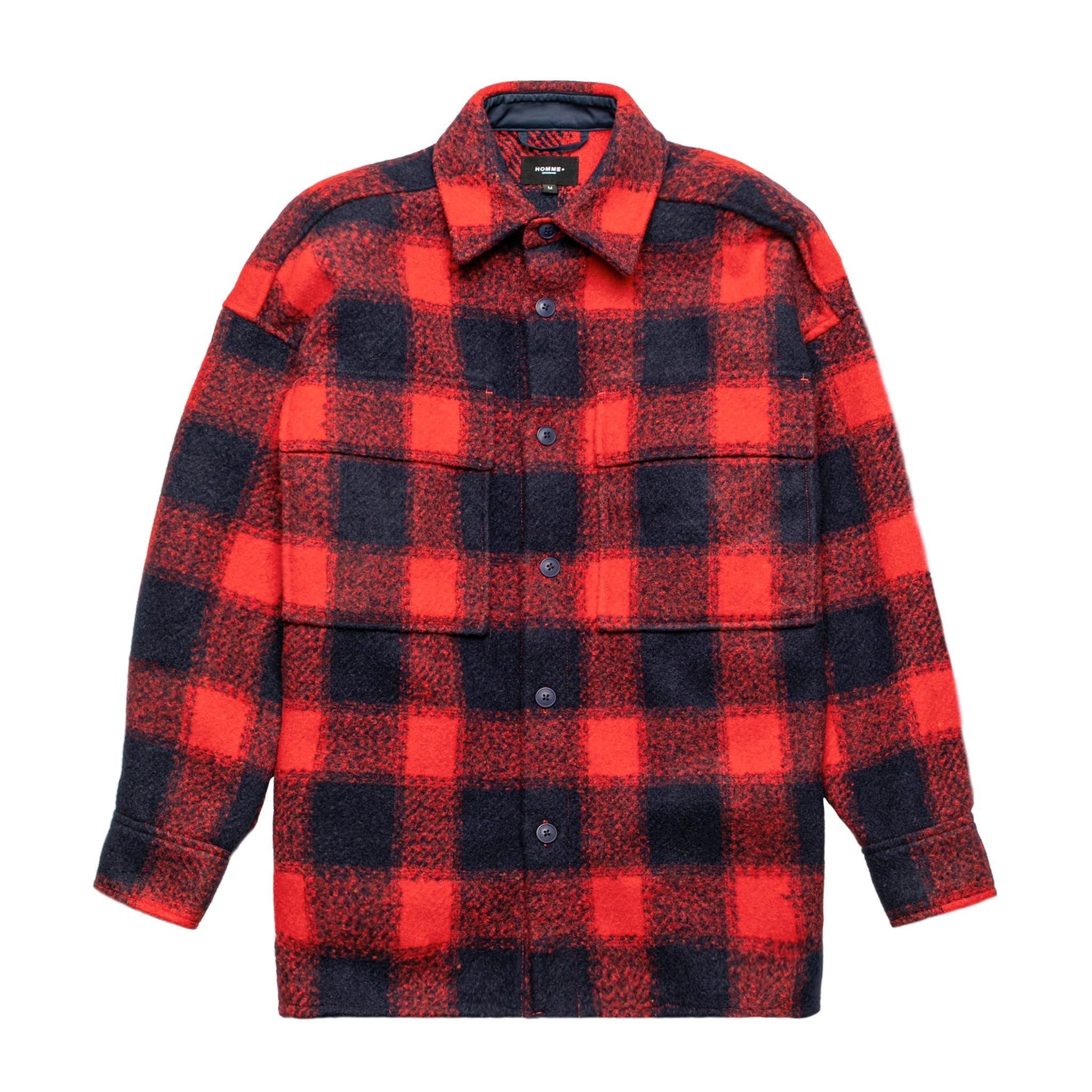 HOMME+ Heavyweight Flannel Overshirt Red Check