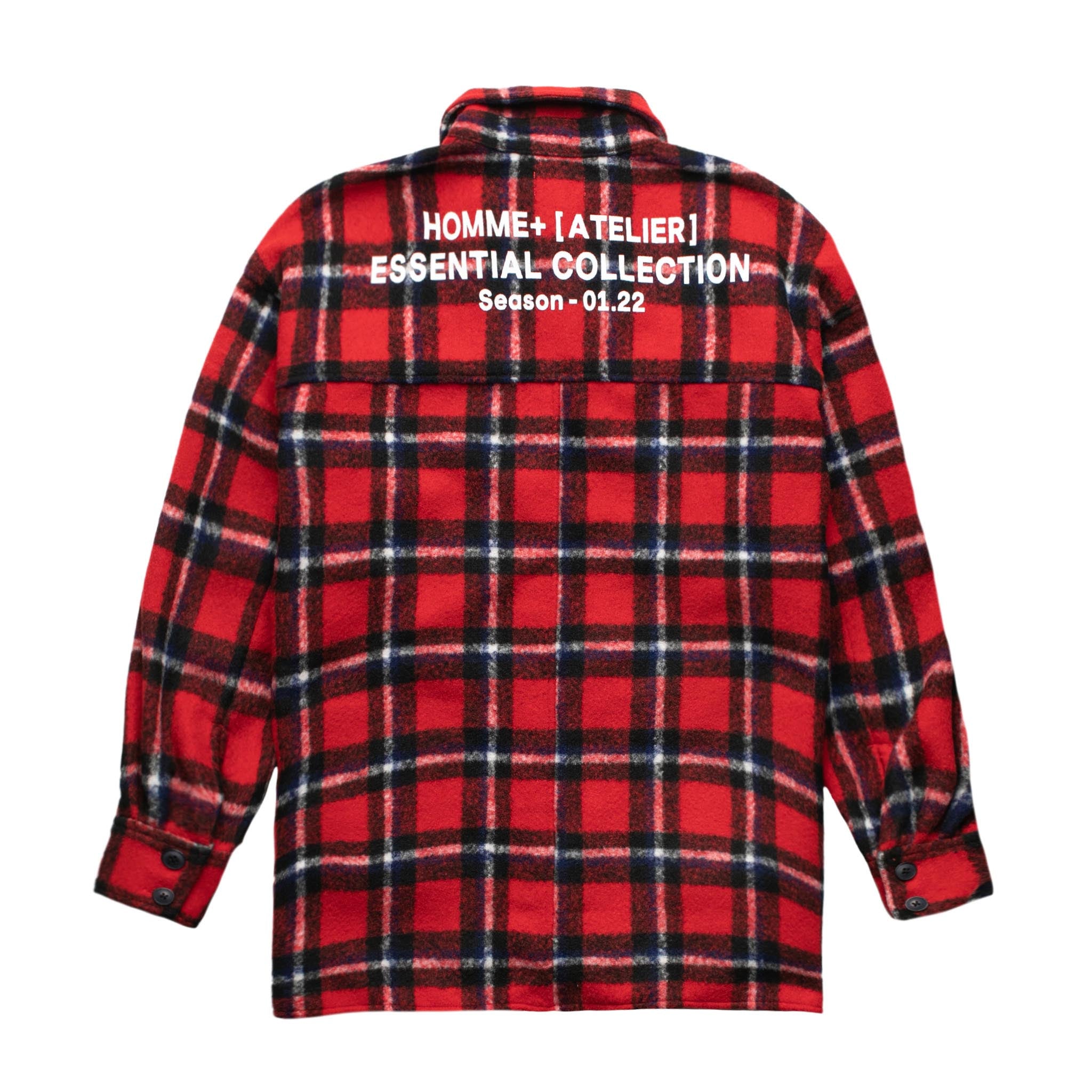 HOMME+ Heavyweight Flannel Overshirt Red Plaid