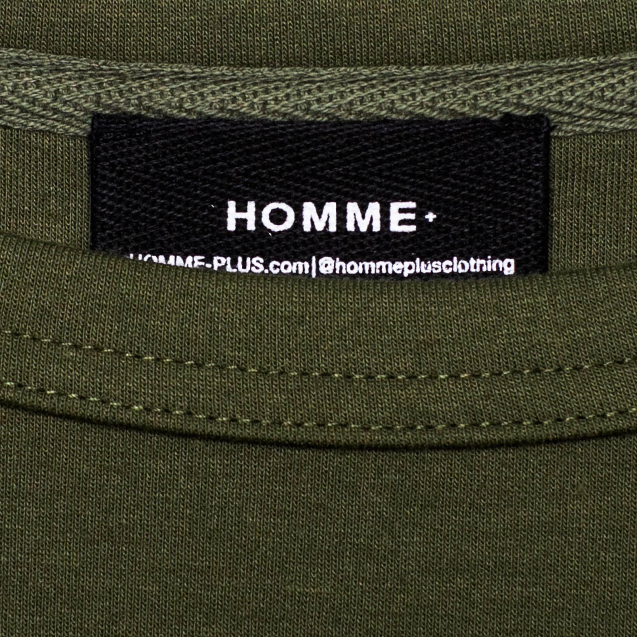 HOMME+ Oversized LS Patch Tee Army