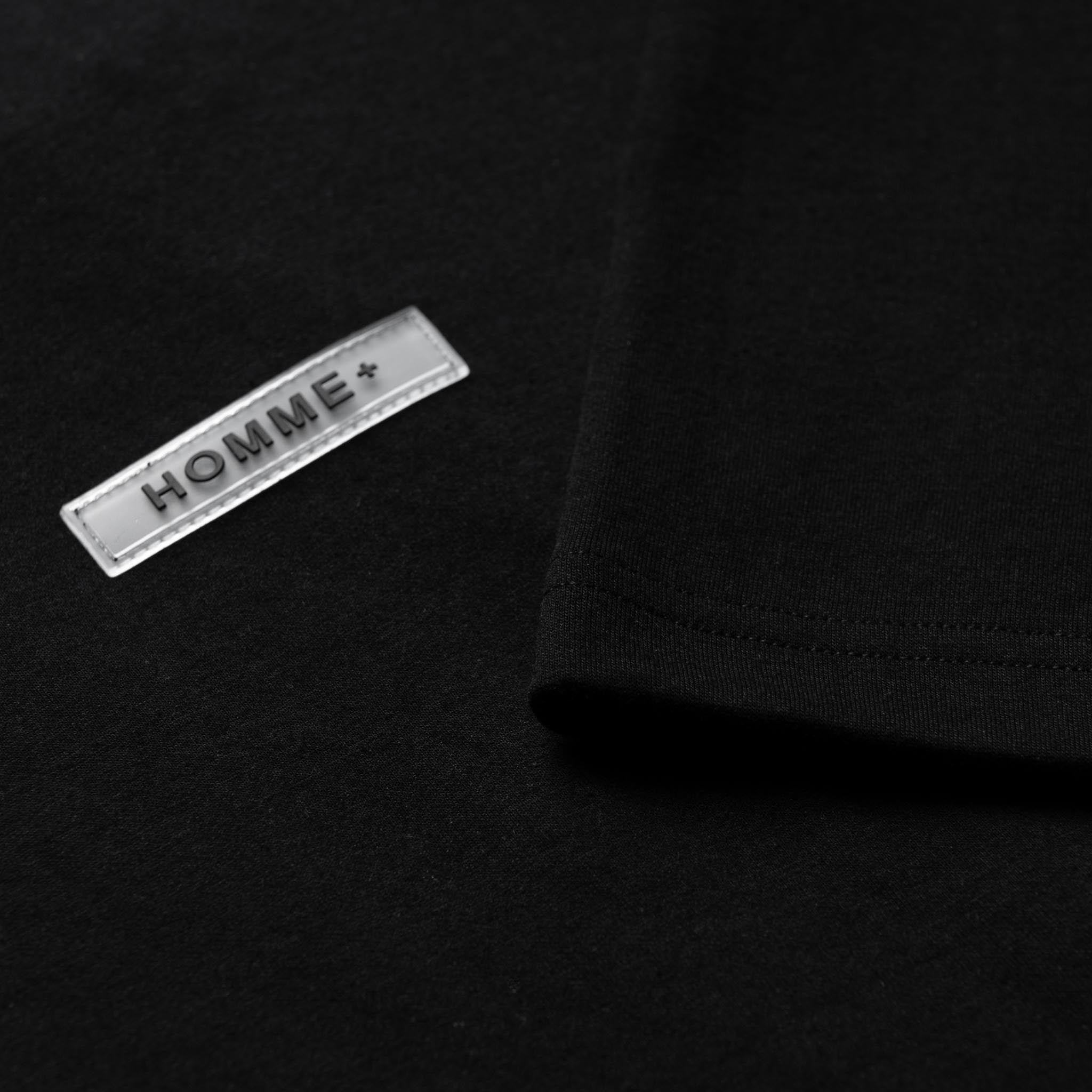HOMME+ 'ESSENTIAL' Rubber Logo Big Tee Black/Black
