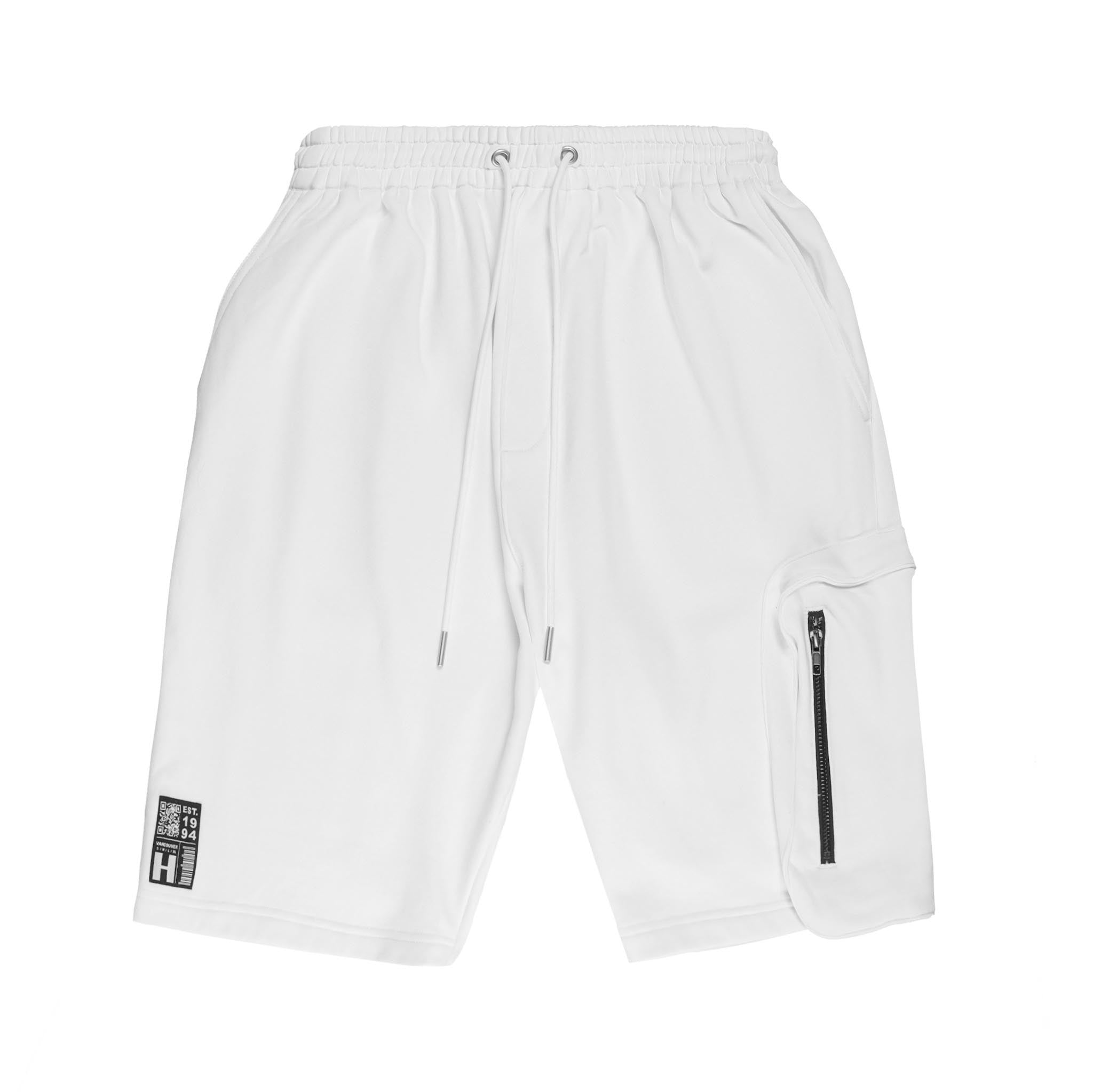HOMME+ Single Zip Cargo Pocket Shorts White
