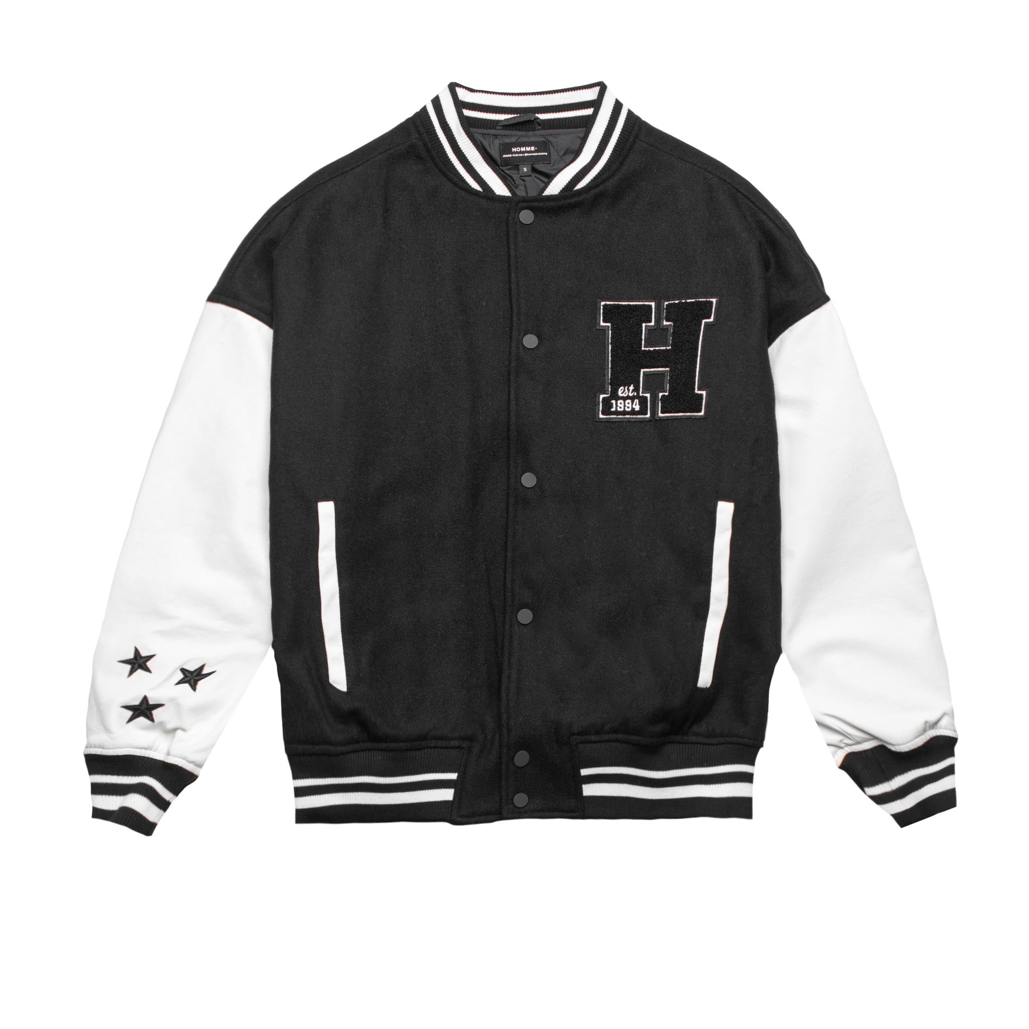 HOMME+ Wool Varsity Jacket Black/White & SNEAKERBOX