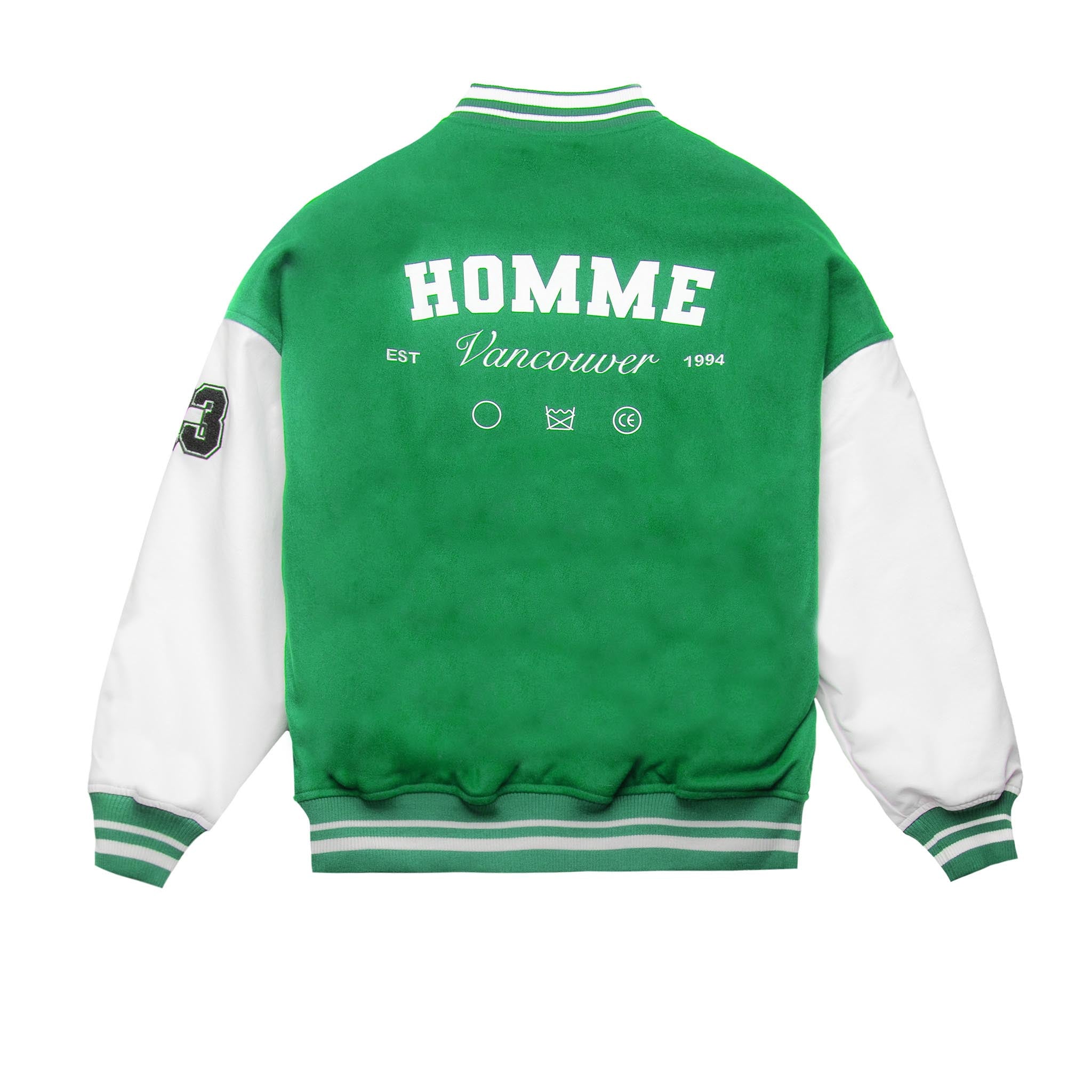 HOMME+ Wool Varsity Jacket Green/White