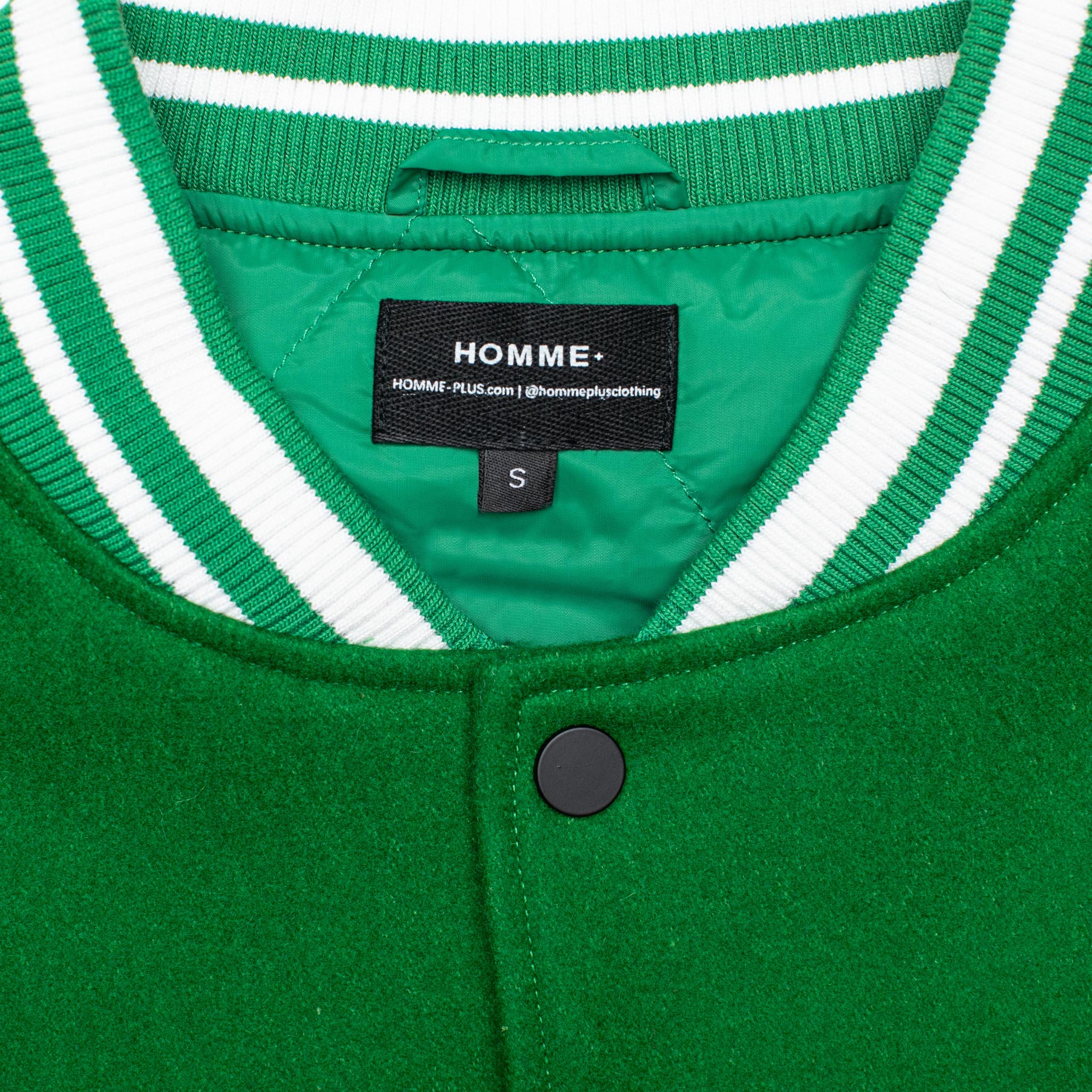 HOMME+ Wool Varsity Jacket Green/White & SNEAKERBOX