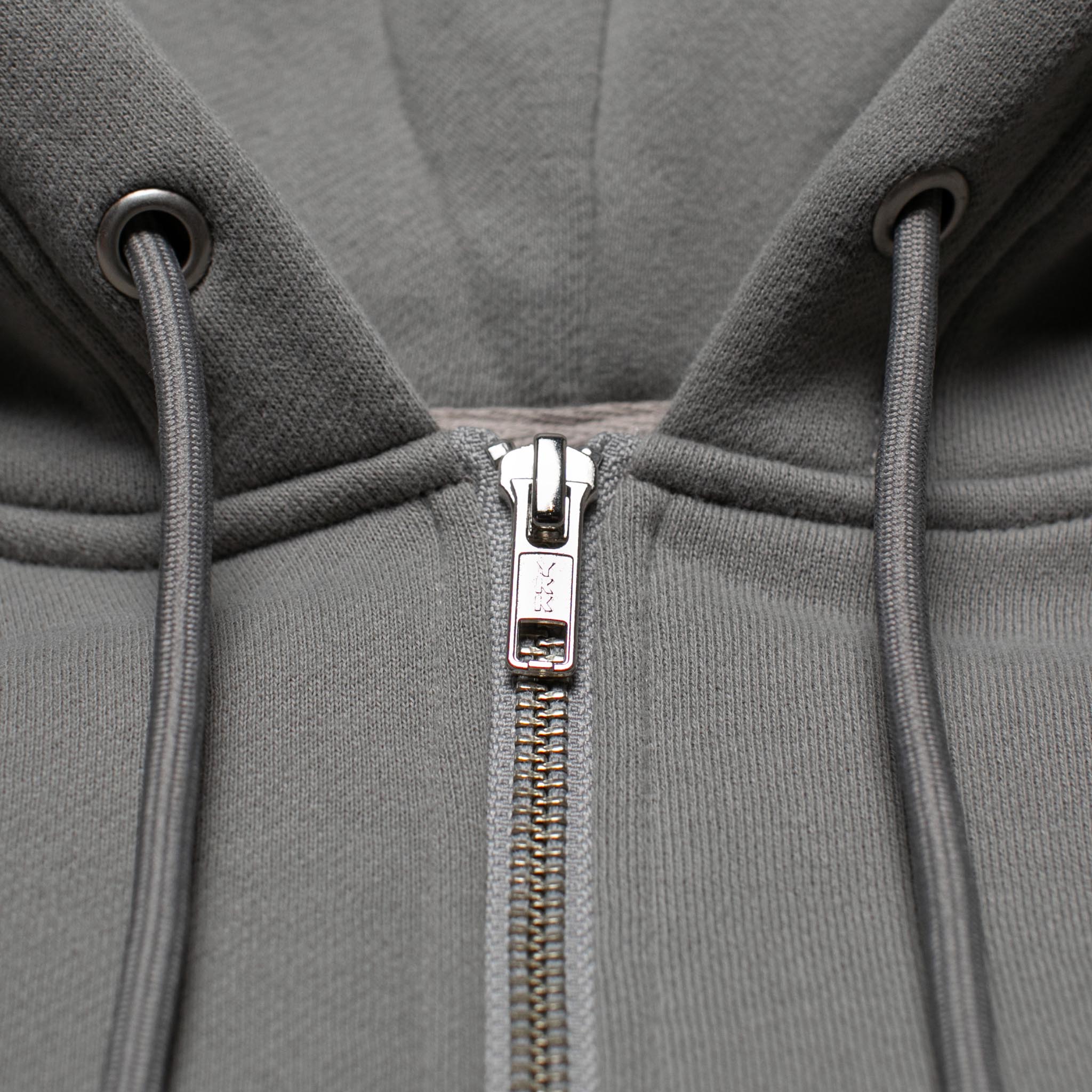 HOMME+  Zip-Up Back Patch Hoodie Cement