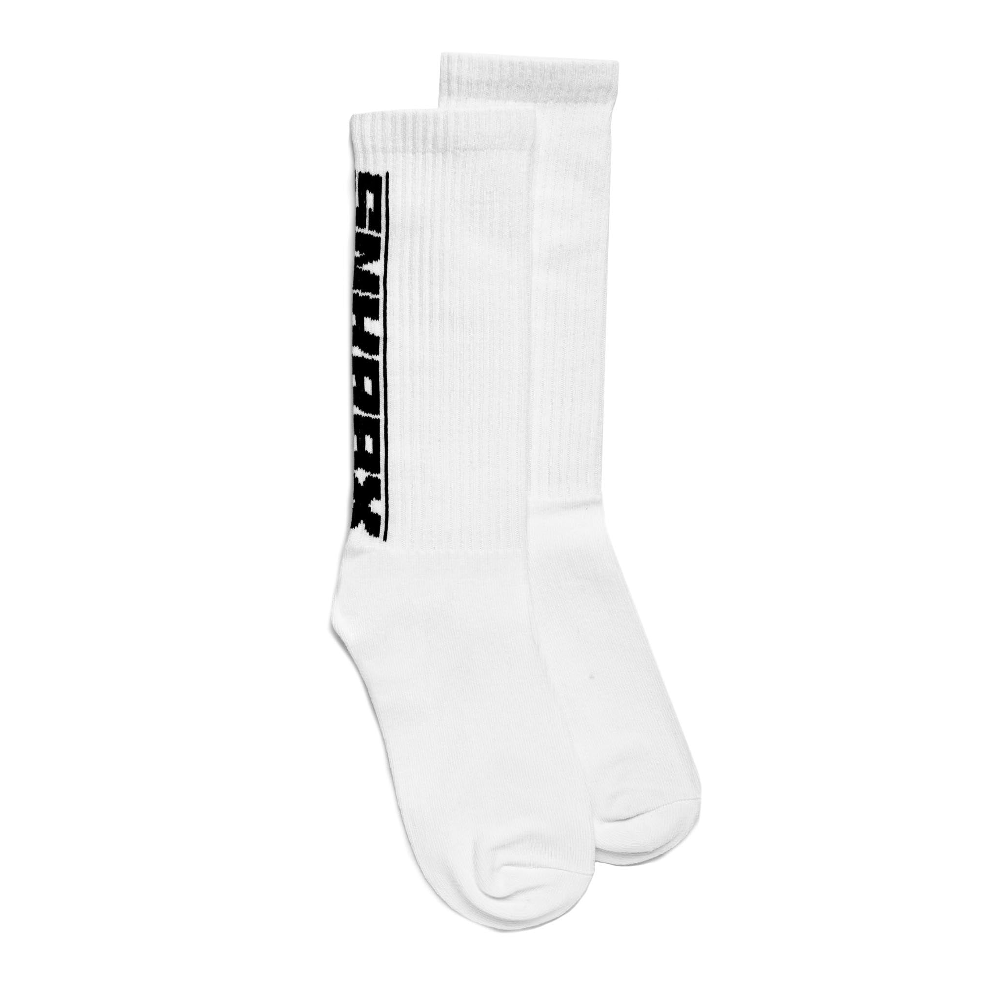 Sneakerbox 'REDLINE' Crew Socks White