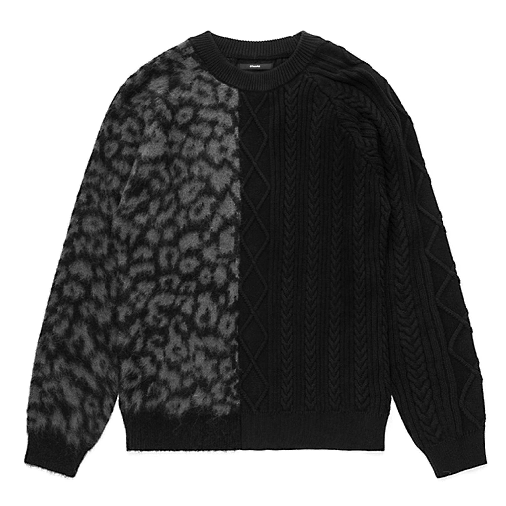 STAMPD Cheetah Blocked Sweater Black