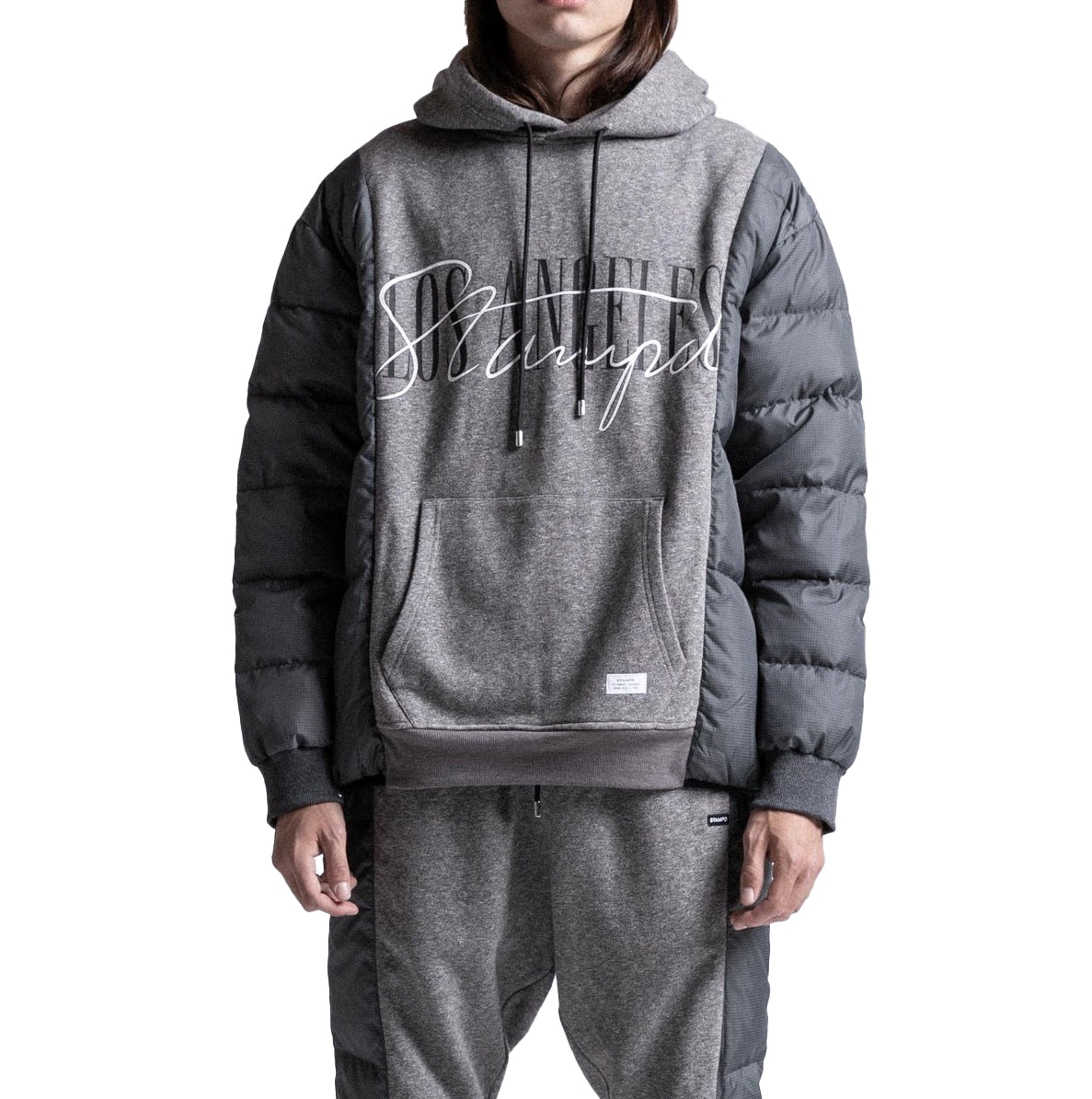 STAMPD Stacked Puffer Hoodie Grey