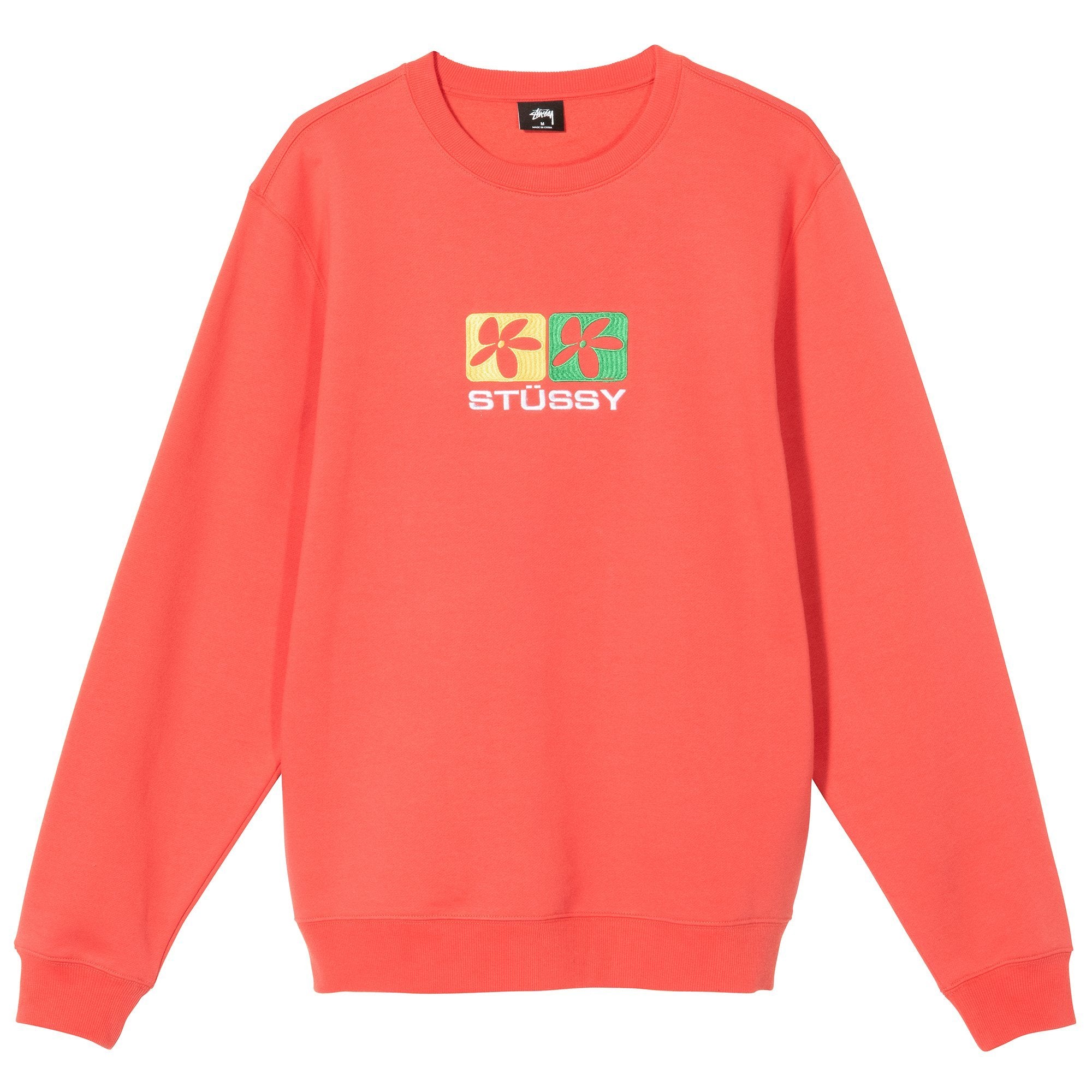 Stussy 2 Flowers Crew Pale Red