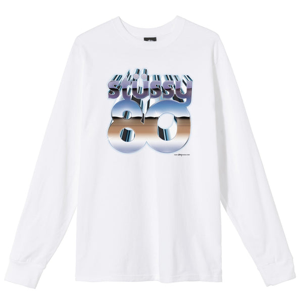 Stussy 80 Chrome Long Sleeve Tee White | SNEAKERBOX