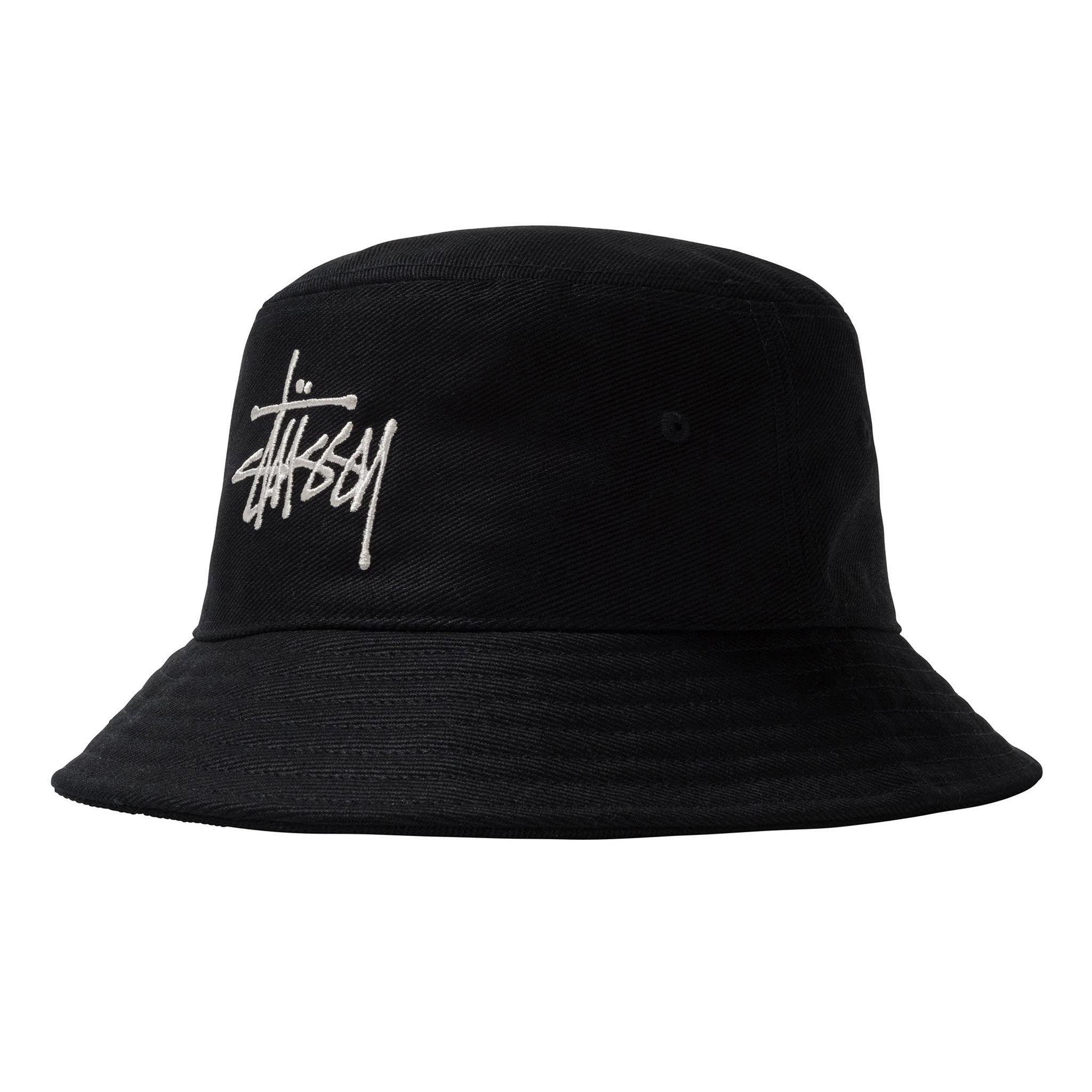 Stussy Big Logo Twill Bucket Hat Black