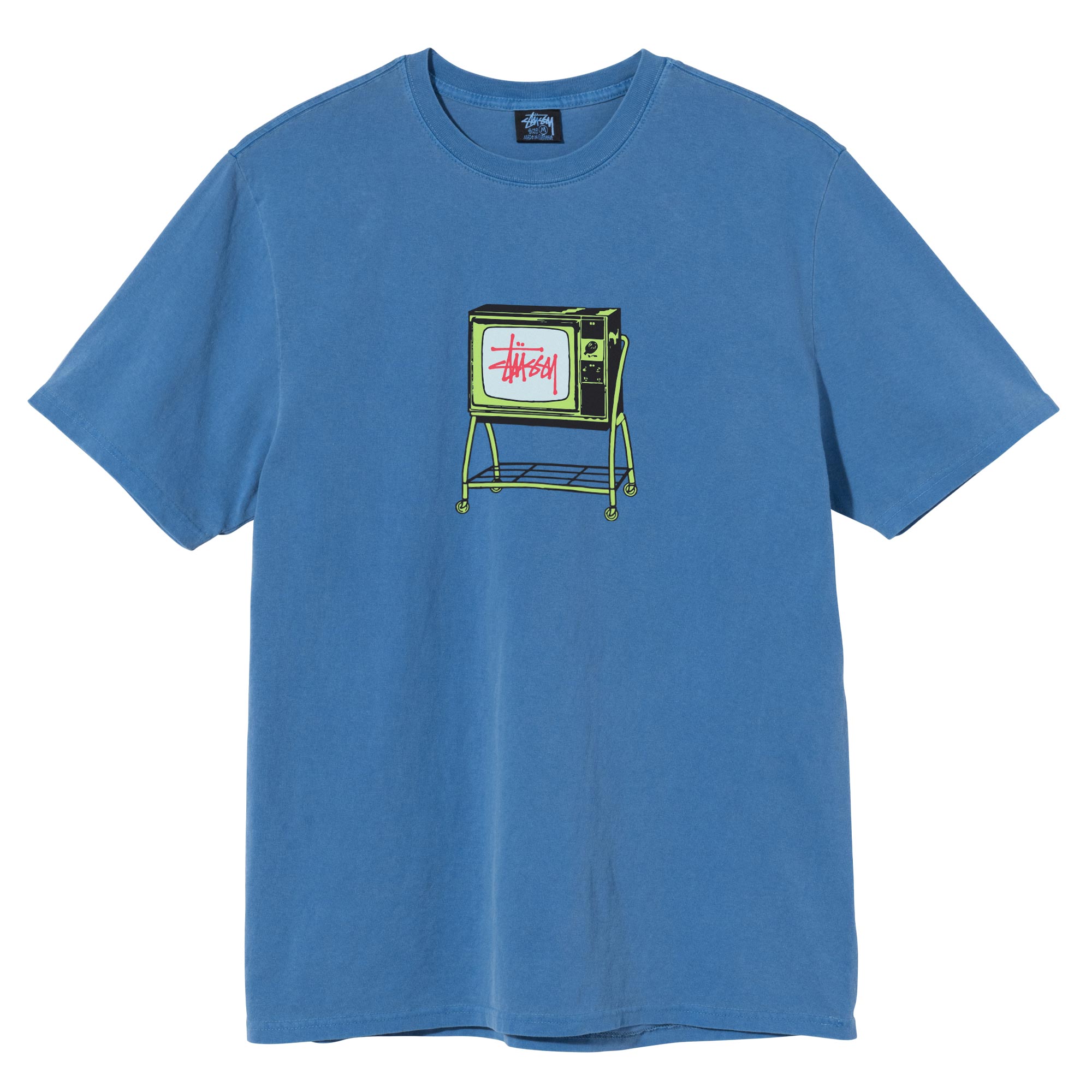Stussy Rolling TV Pig Dyed Tee Blue