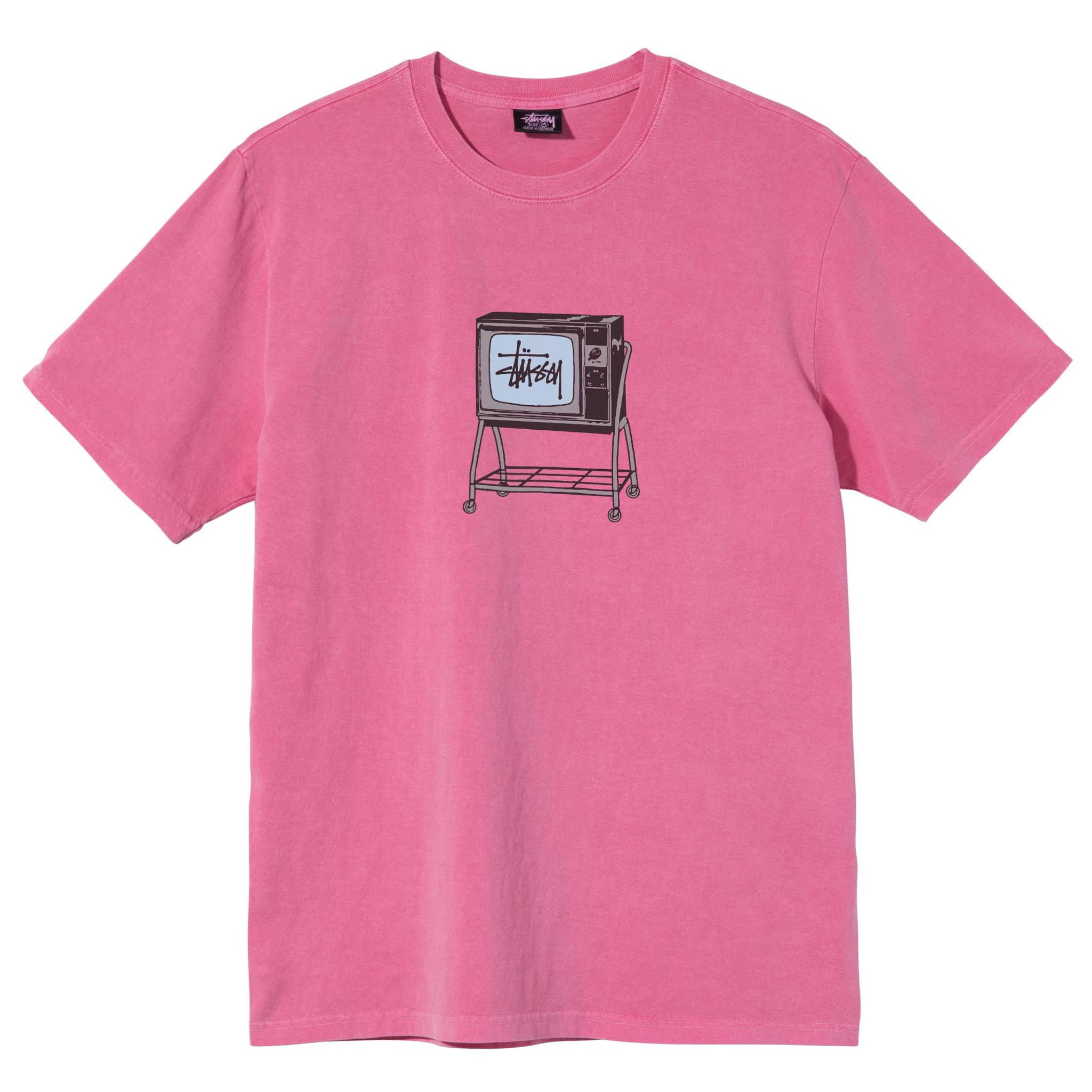 Stussy Rolling TV Pig Dyed Tee Pink