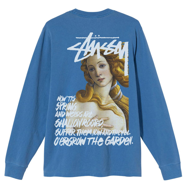 Stussy Spring Weeds Pig Dyed L/S Tee Blue | SNEAKERBOX