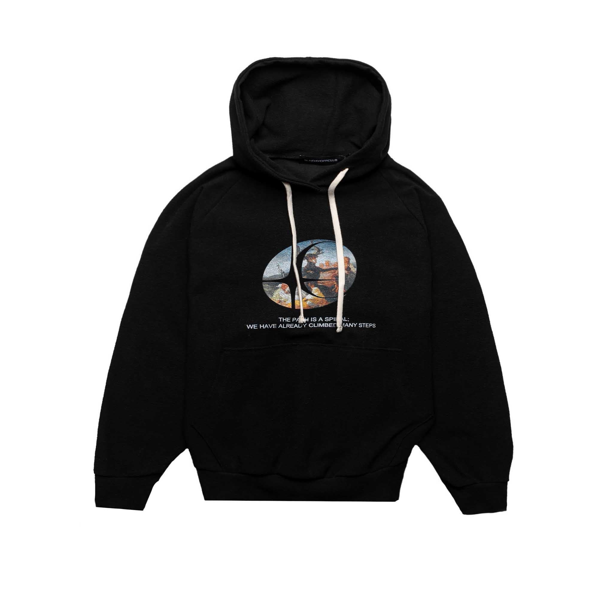 Sunday Off Club Artwork Inside-Out French Terry Hoodie Black