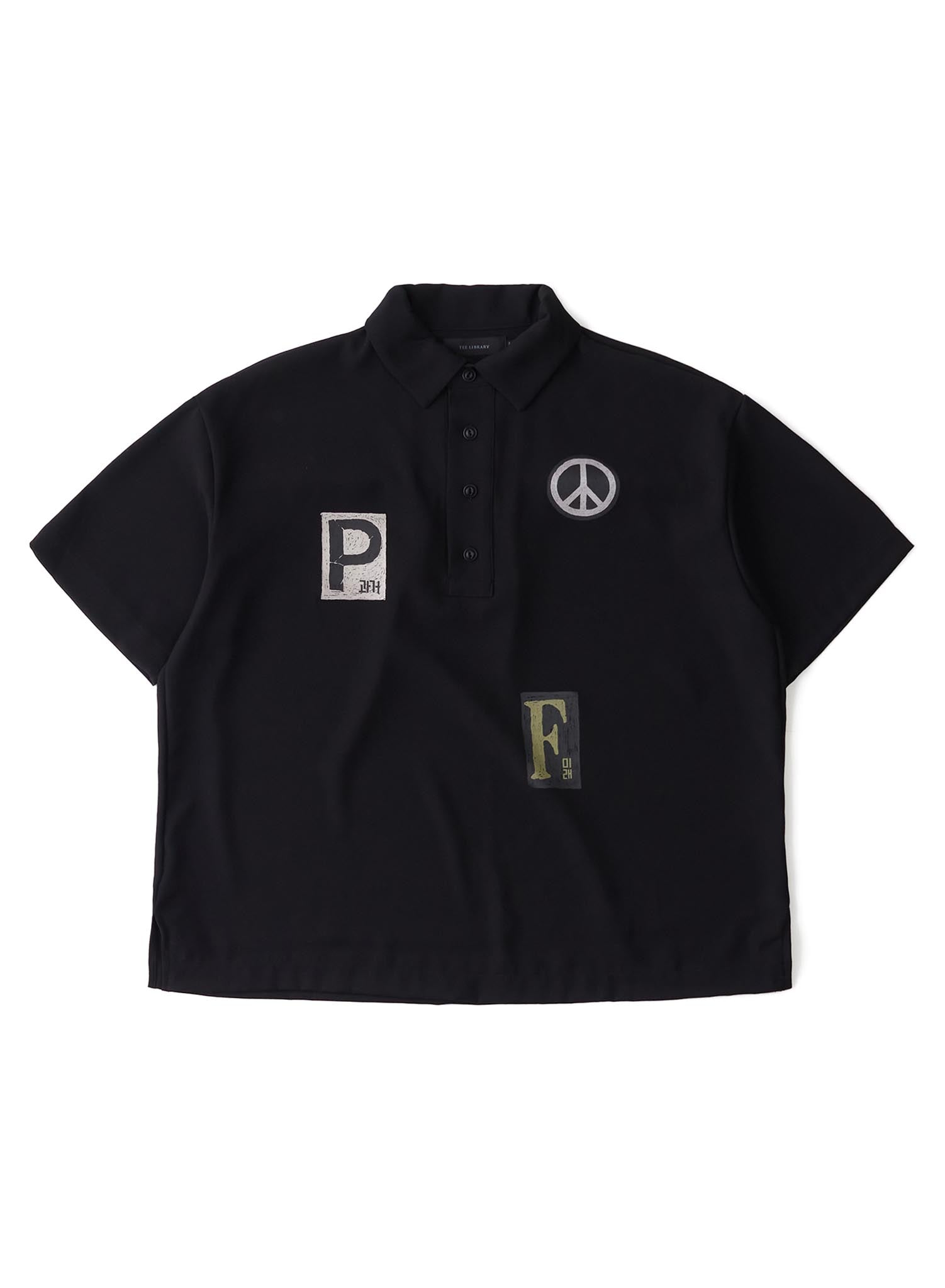 Tee Library Peace Boxy Polo Shirt Black