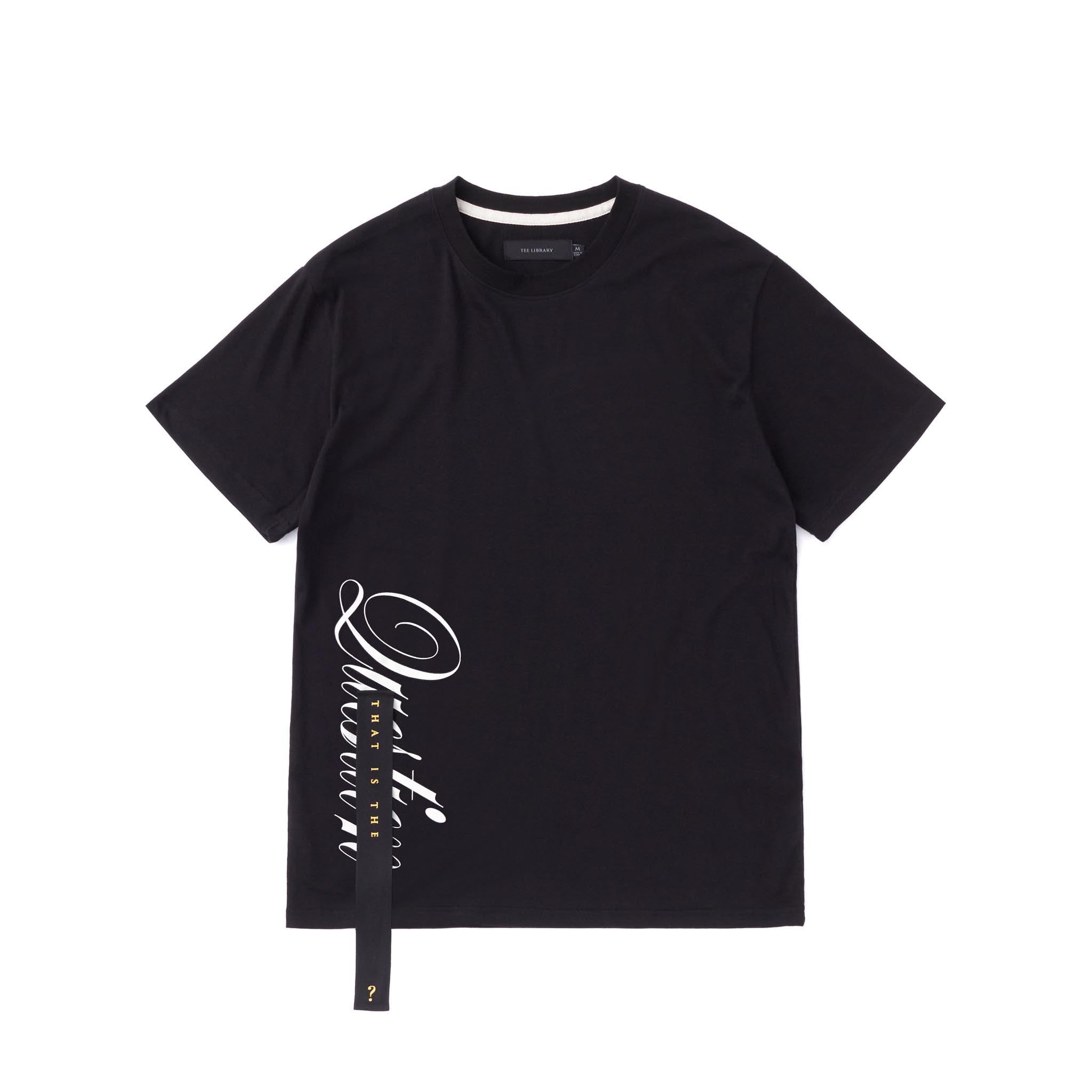 Tee Library Question Tape Tee Black